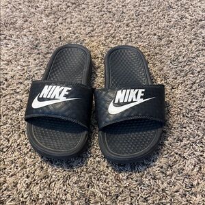 Nike Black Slide Sandals with White Logo
